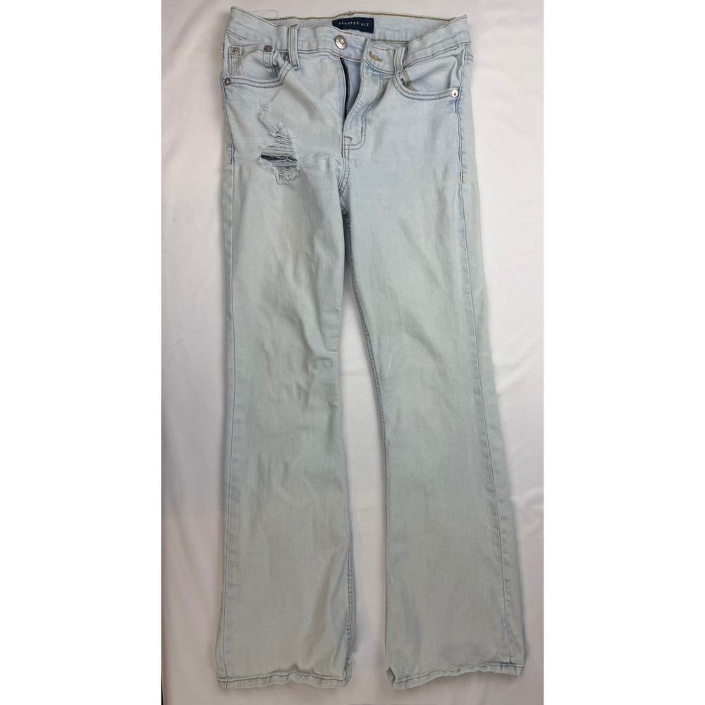 Aeropostale Light Wash Distressed Flare Leg Denim Jeans Size 8